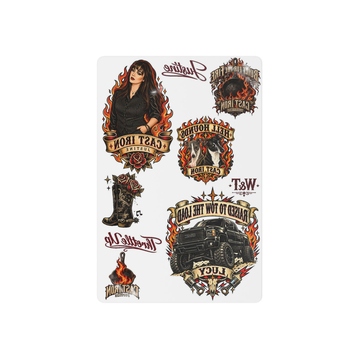 Cast Iron Temporary Tattoo Flash Sheet | Justine x Whiskey & Throttle™